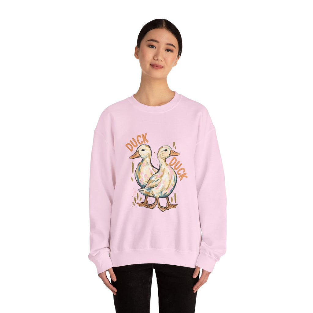 Double-sided Duck Duck Goose Crewneck Sweatshirt – Cute Watercolor Ducks Graphic