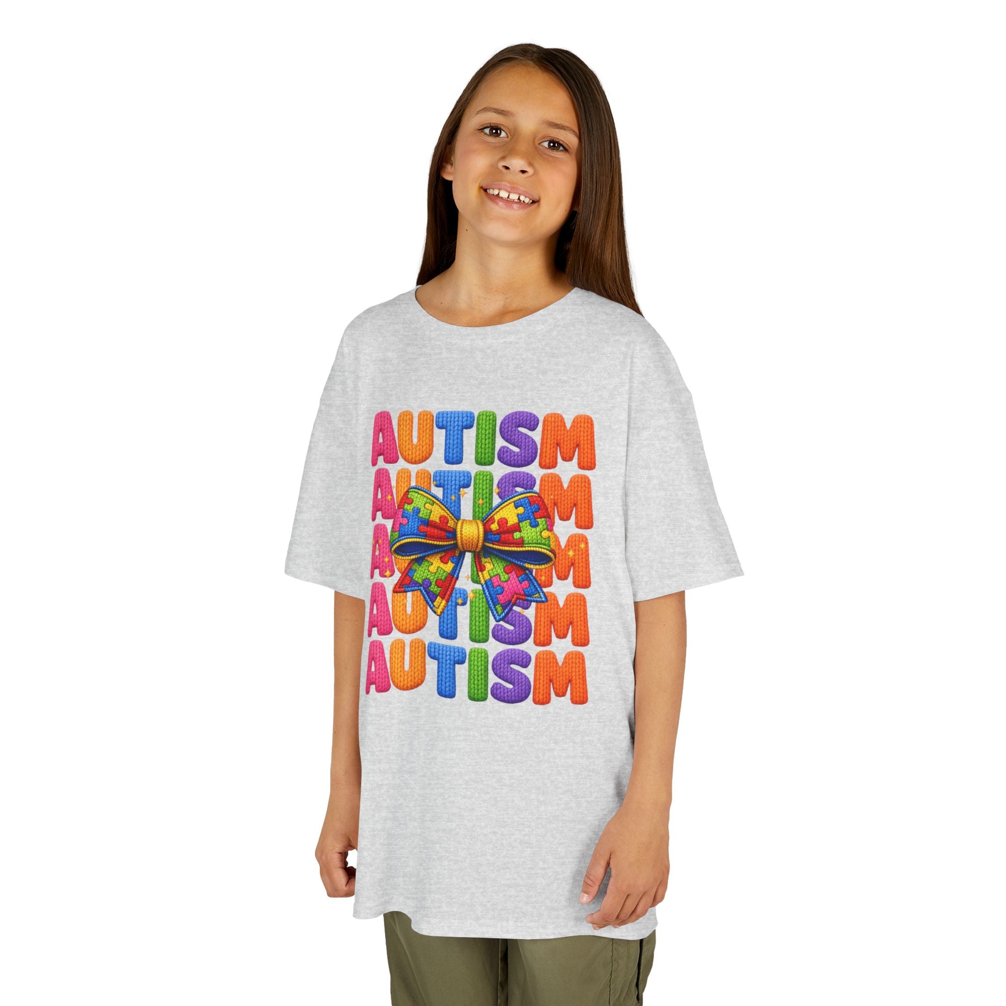 Kids Autism Awareness T-Shirt — Colorful Puzzle Ribbon Design