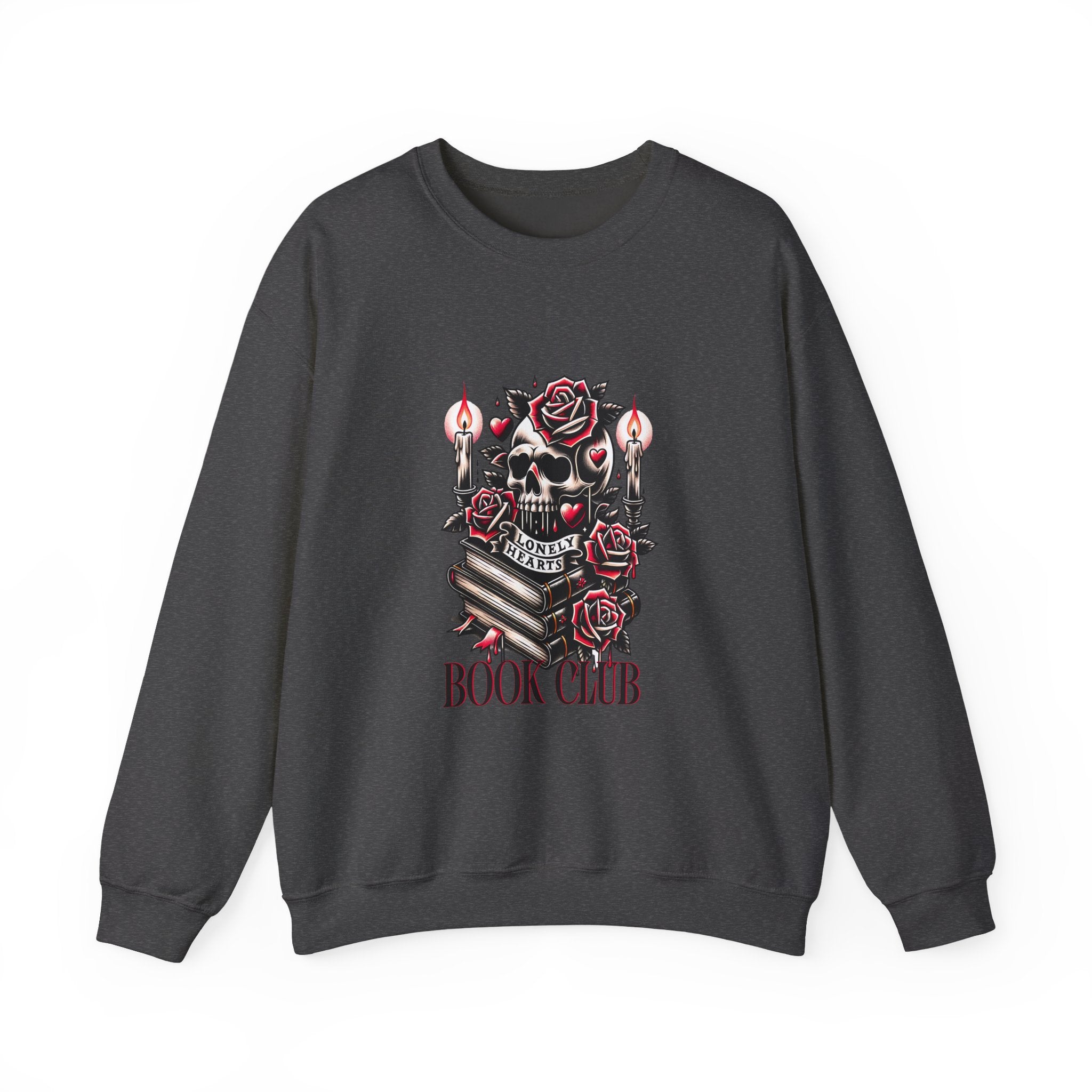 Book Club Sweatshirt — Gothic Skull, Roses & Candles Reading Crewneck