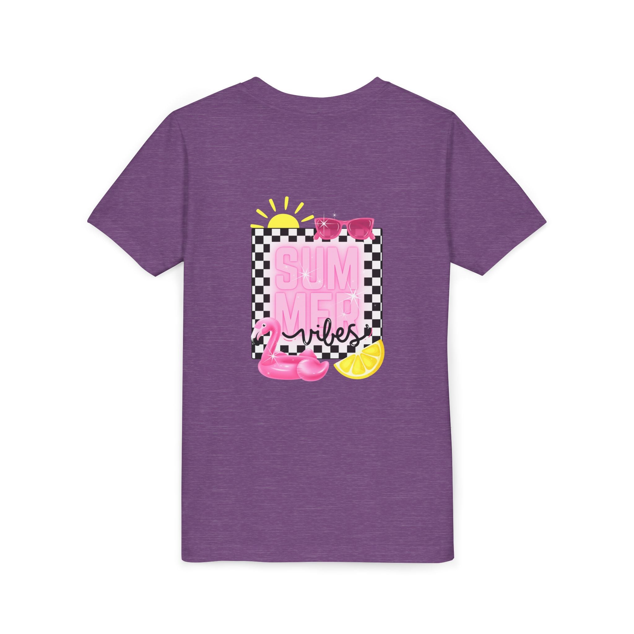 Youth Tee — "SUMMER Vibes" Pink Floaty Checkerboard Kids T-Shirt