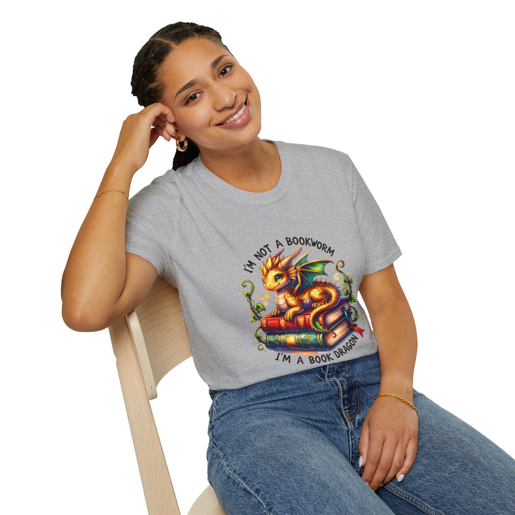 Book Dragon T-Shirt — "I'm Not a Bookworm, I'm a Book Dragon" Reading Tee
