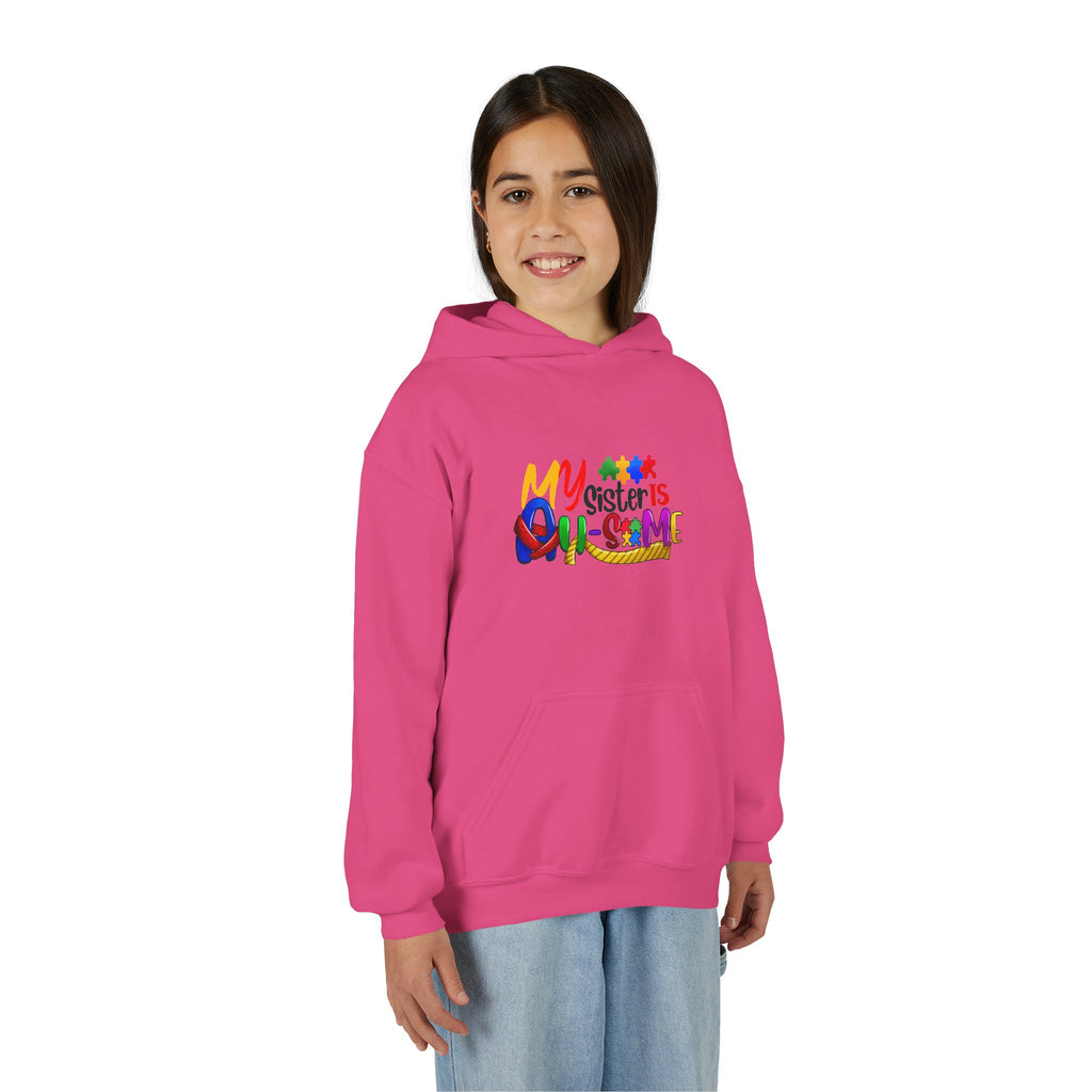 Youth Hoodie — "My Sister is Awesome" Colorful Kids Pullover