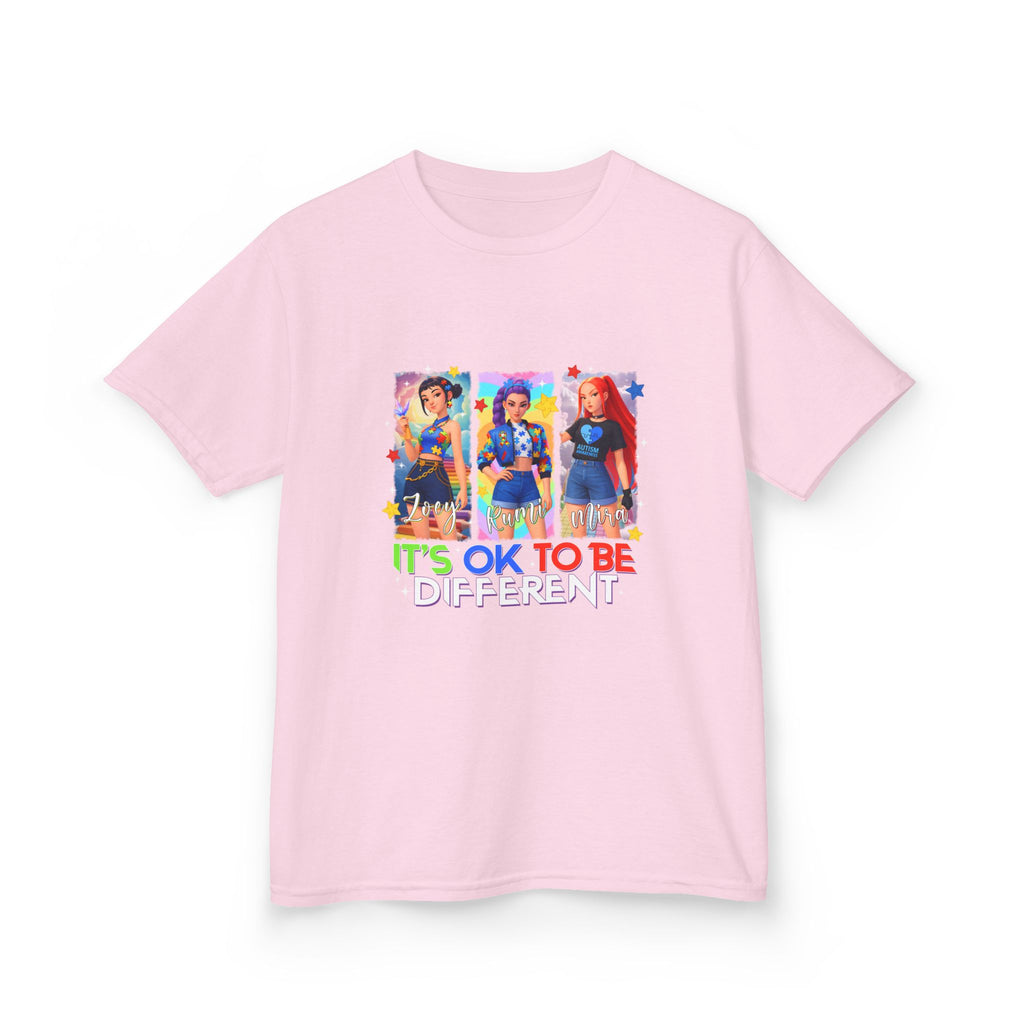 Kids Tee — "It's OK to Be Different" Colorful Pride Graphic