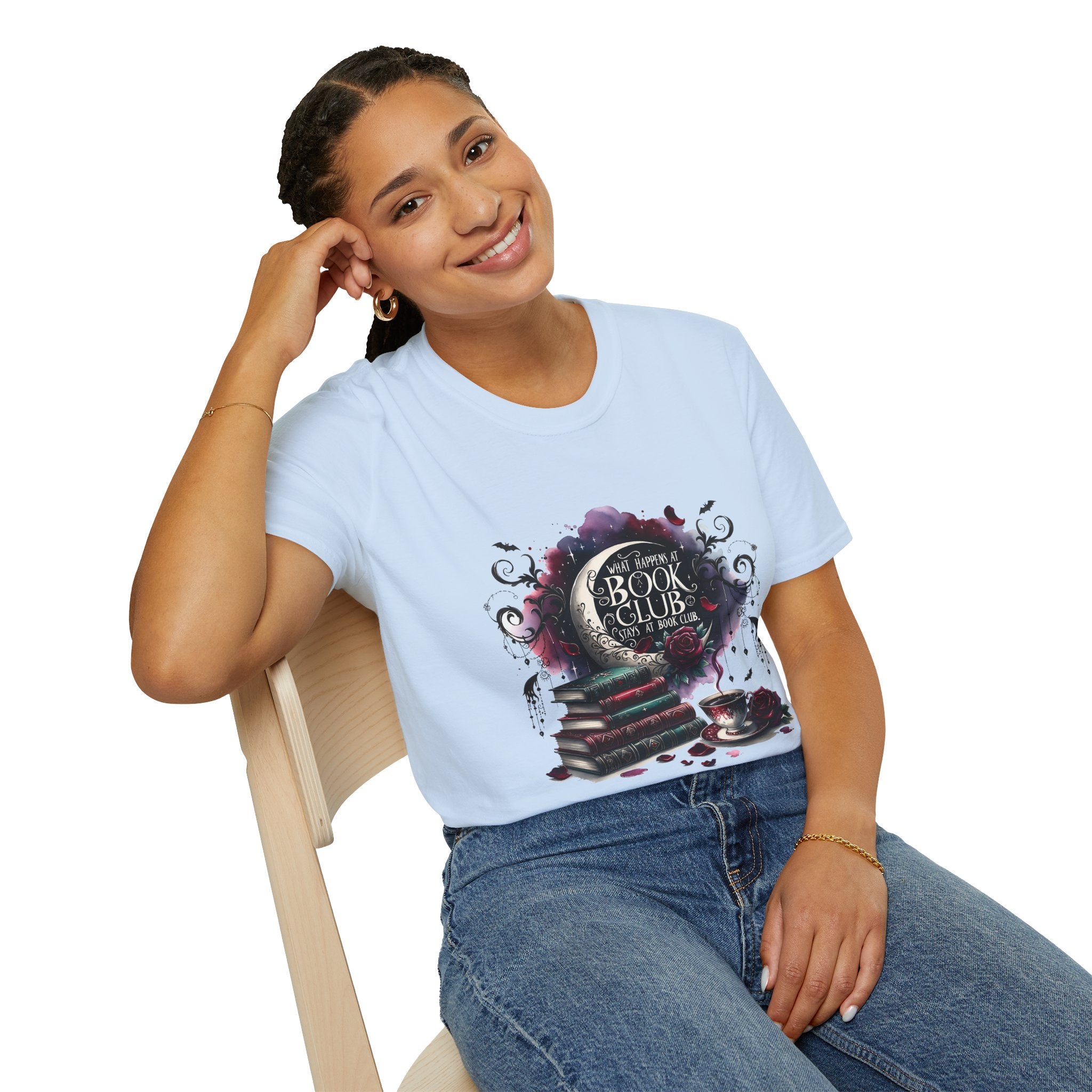 Book Club T-Shirt — Cozy Stack of Books & Tea Graphic