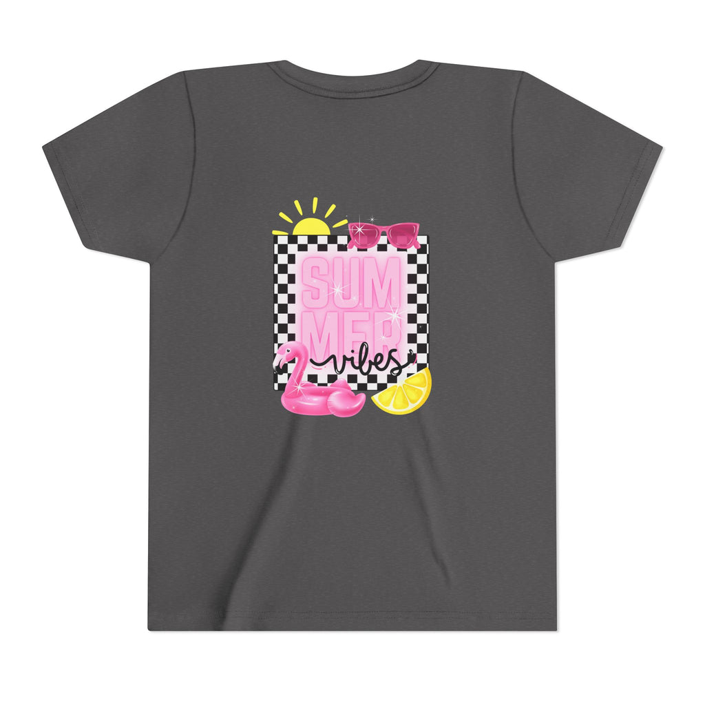 Youth Tee — "SUMMER Vibes" Pink Floaty Checkerboard Kids T-Shirt
