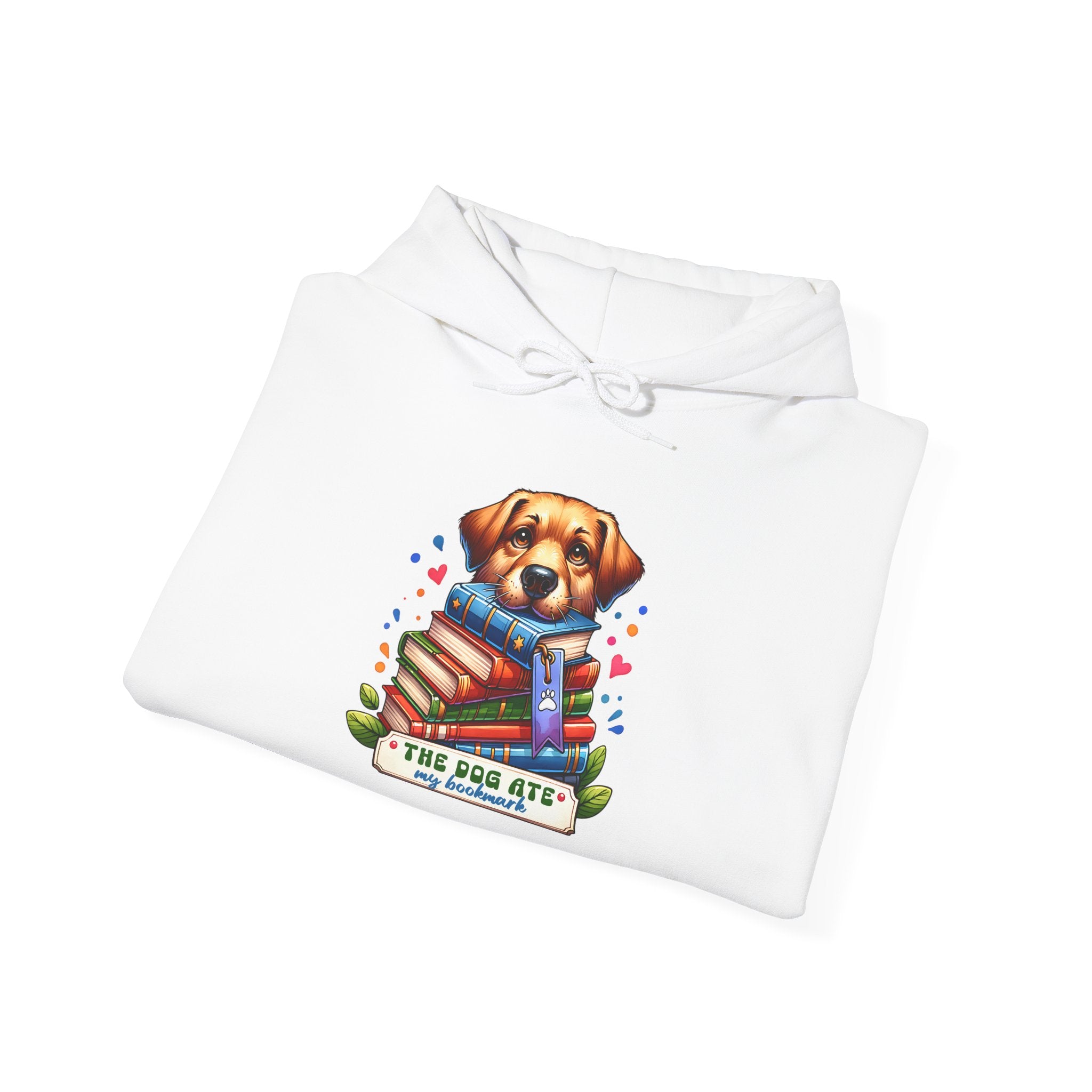 Dog Mom Hoodie — Cute Puppy Reading Books "The Dog Ate" Graphic Sweatshirt
