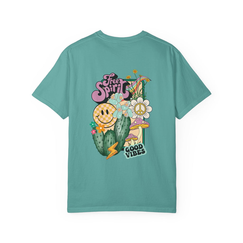 Good Vibes Retro Graphic T-Shirt — Free Spirit Smiley Desert Design
