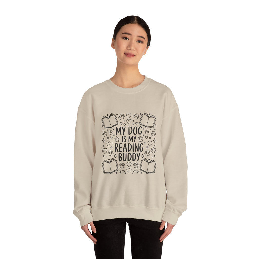 My Dog Is My Reading Buddy Sweatshirt — Cozy Dog Lover Bookish Crewneck