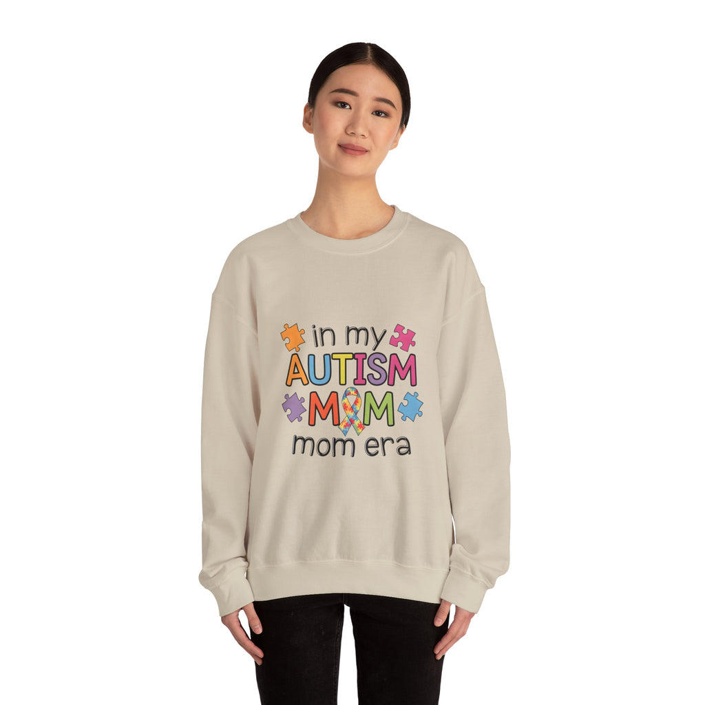 Autism Mom Crewneck Sweatshirt — "In My Autism Mom Era" Pullover with Puzzle Piece Design