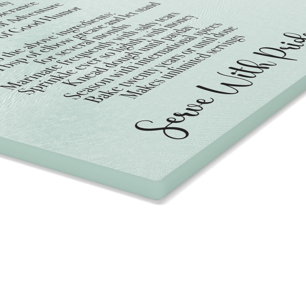 Glass Cutting Board — "Recipe for a Military Spouse" Decorative Kitchen Cutting Board, Serve With Pride