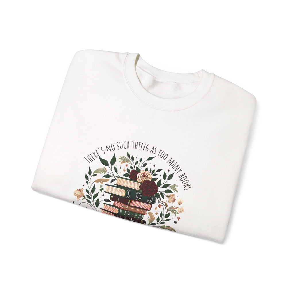 Book Lover Crewneck Sweatshirt – “Books and Tea” Floral Stack Graphic