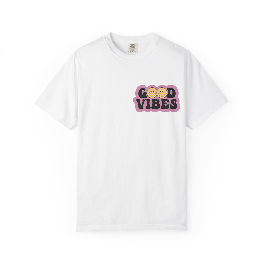 Good Vibes Retro Graphic T-Shirt — Free Spirit Smiley Desert Design