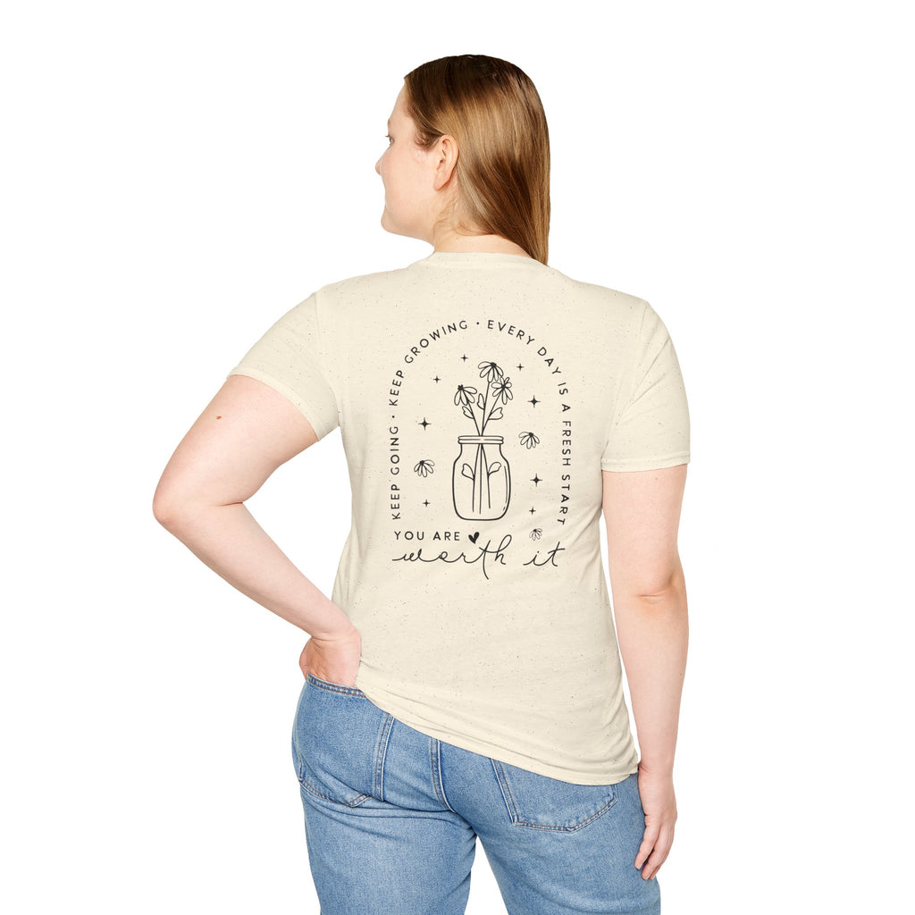 You Are Worth It T-Shirt — Floral Jar Self-Love Tee