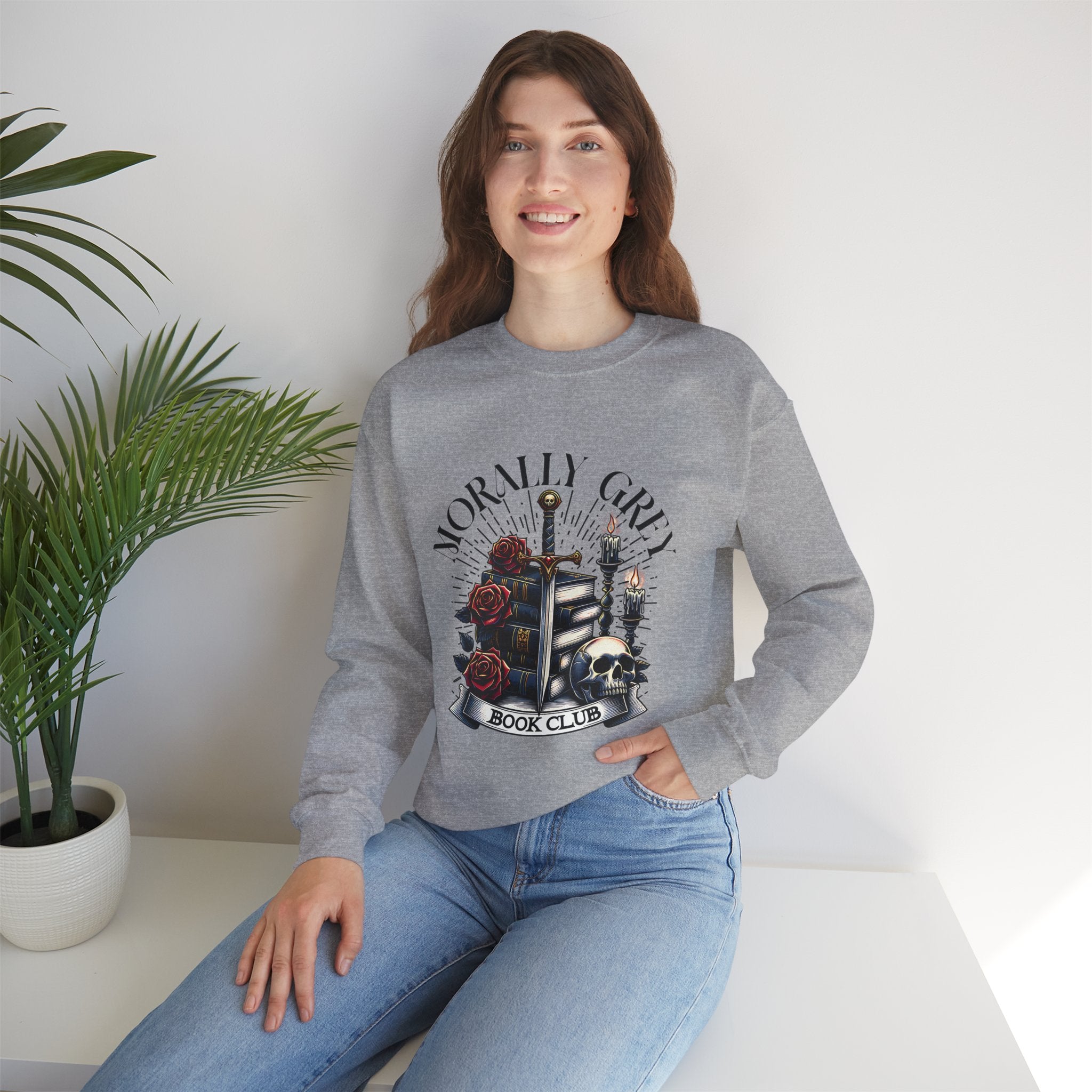 Morally Grey Book Club Sweatshirt — Gothic Booklover Crewneck