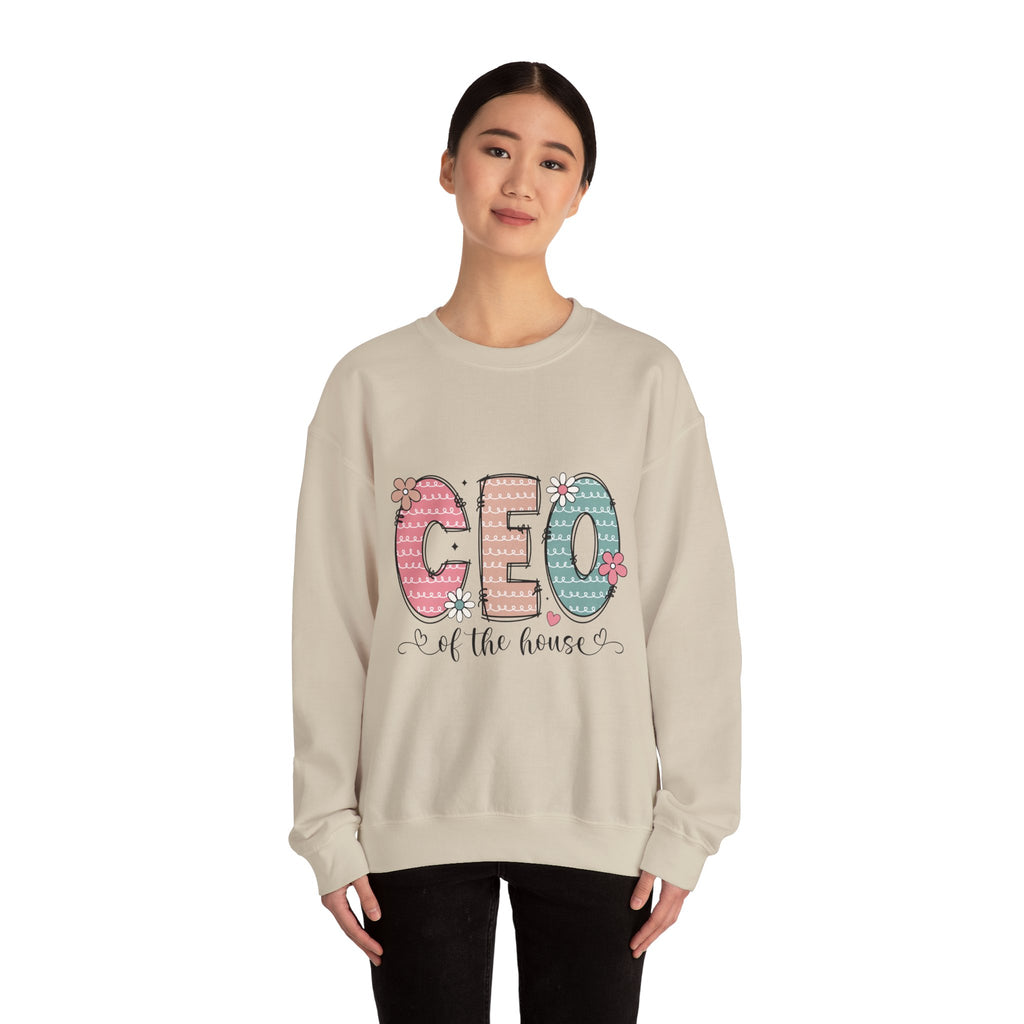 CEO of the House Crewneck Sweatshirt — Cute Floral Mom/Household Manager Pullover