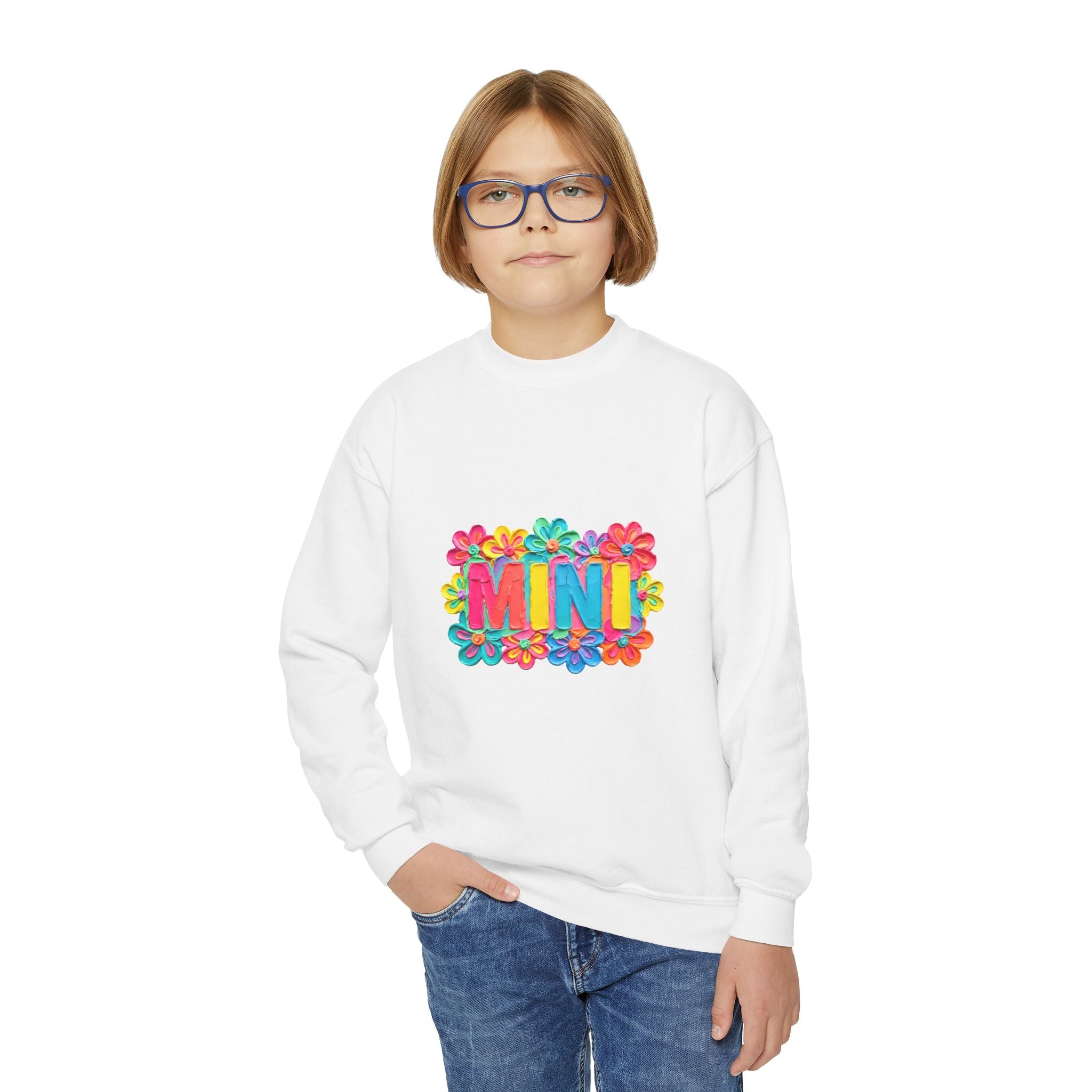 MINI Floral Youth Crewneck Sweatshirt — Colorful Hawaiian Flower Design