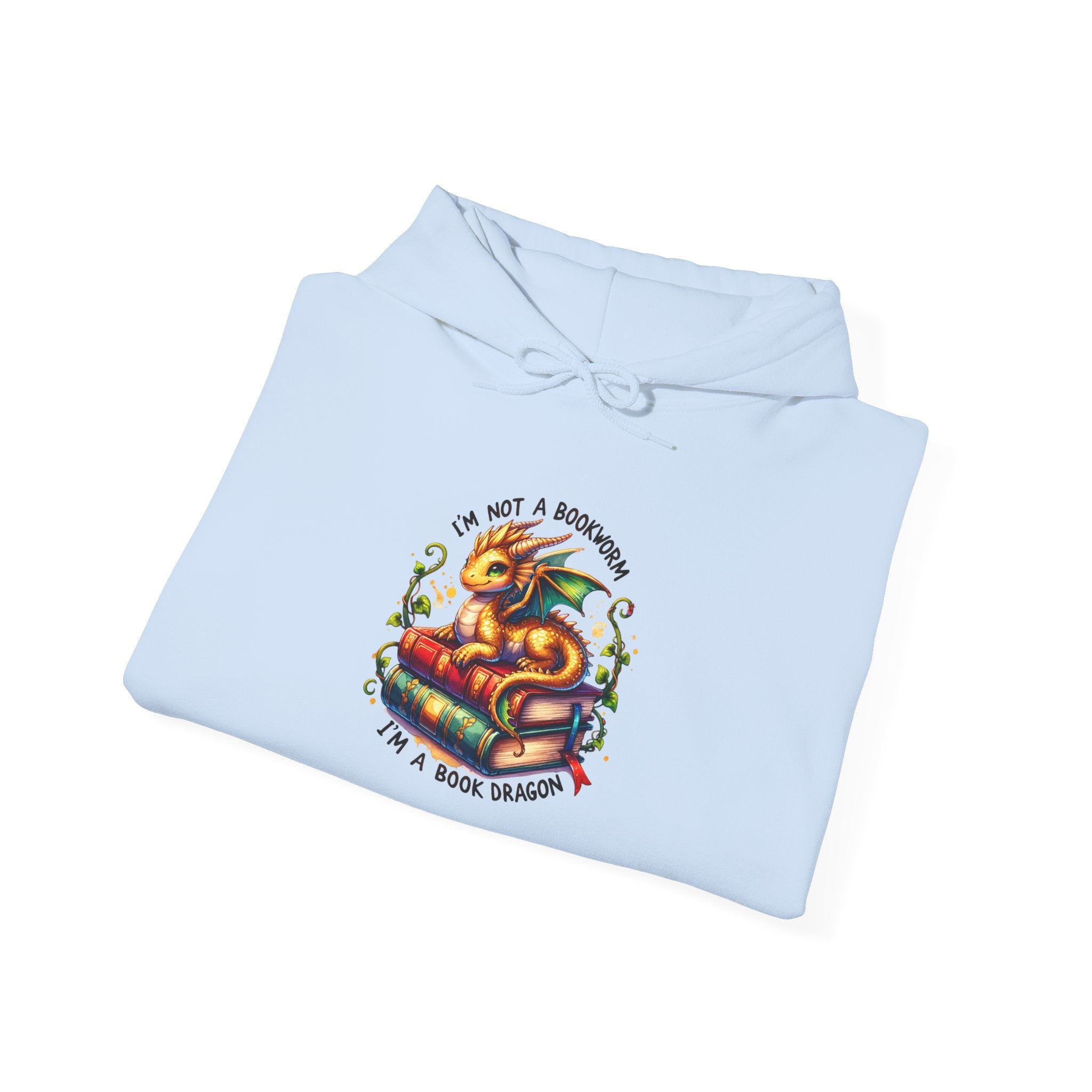 Hoodie — 'I'm Not A Dragon' Cute Snake-on-Book Graphic Pullover