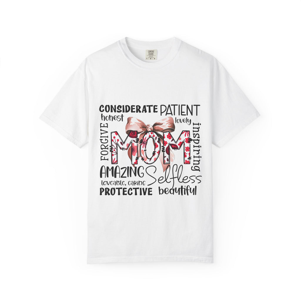 Mom Word-Art T-Shirt — Floral Bow Mother’s Day Tee