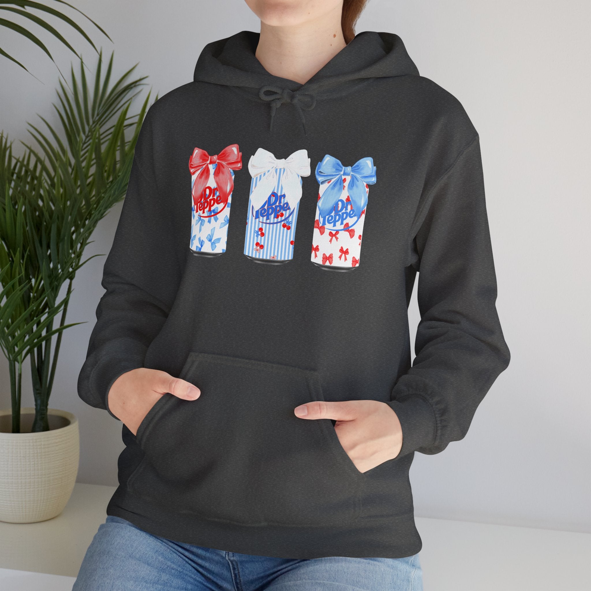 Gift Box Trio Hoodie - Red White Blue Ribbon Holiday Sweatshirt