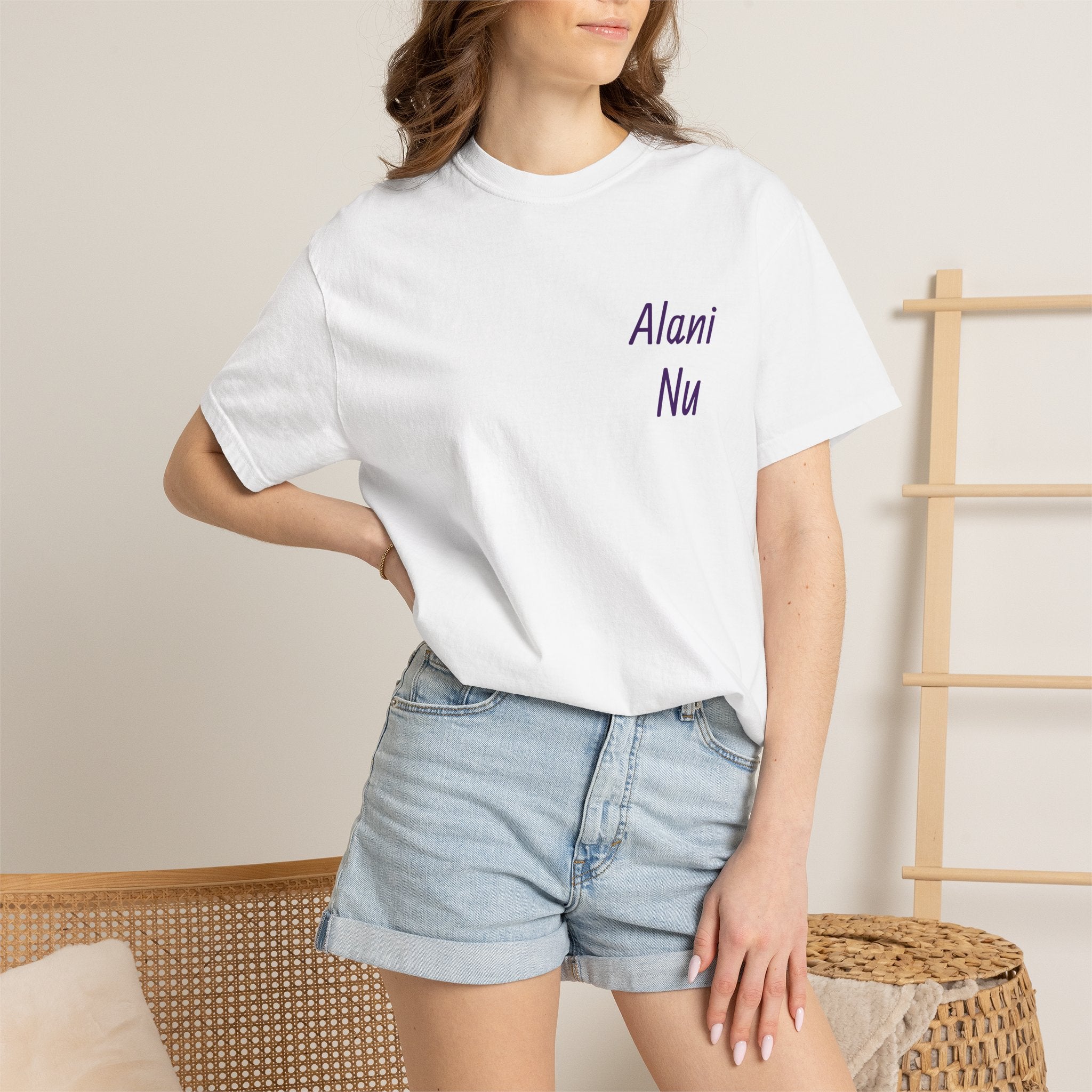 Graphic T-Shirt — 'Alani Nu' Collage Back Print, Retro Floral & Lip Art Tee