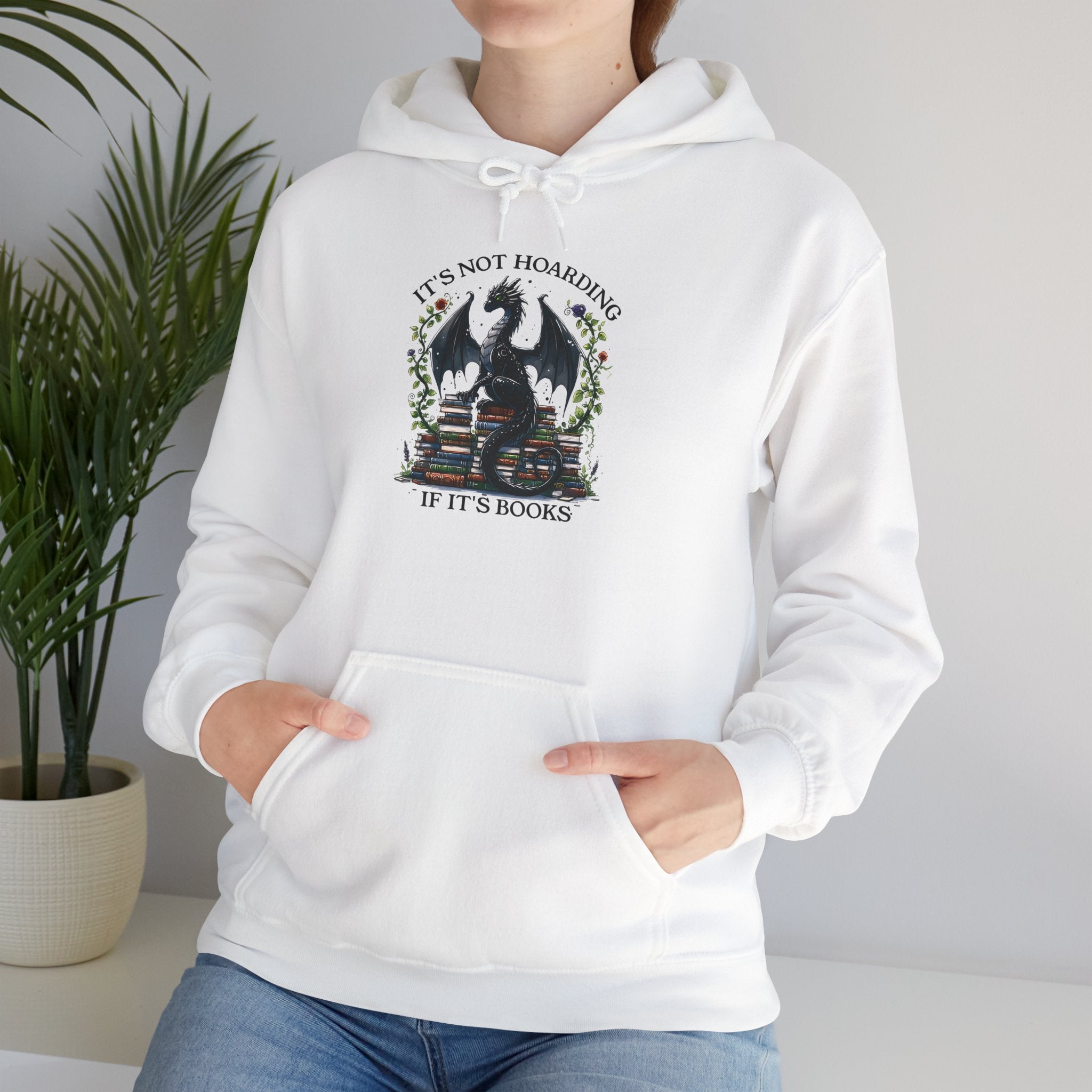 Hoodie — "It's Not Roaring if It's Books" Dragon Booklover Graphic Hoodie