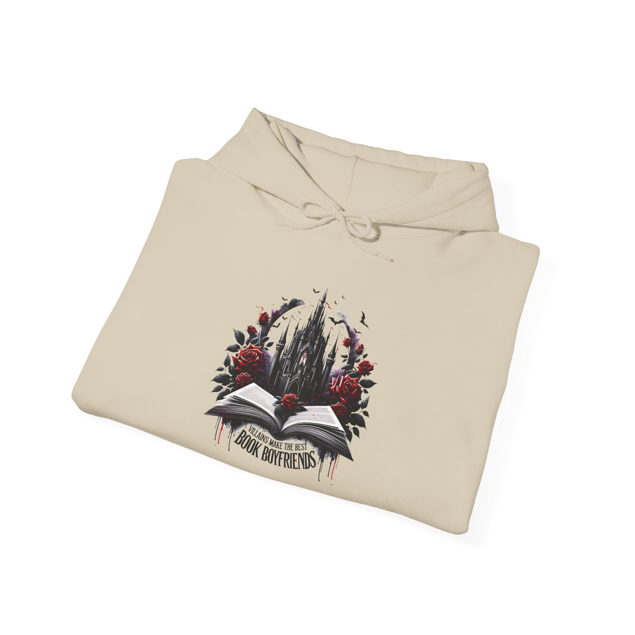 Book of Shadows Hoodie — Gothic Open Book Design with Roses