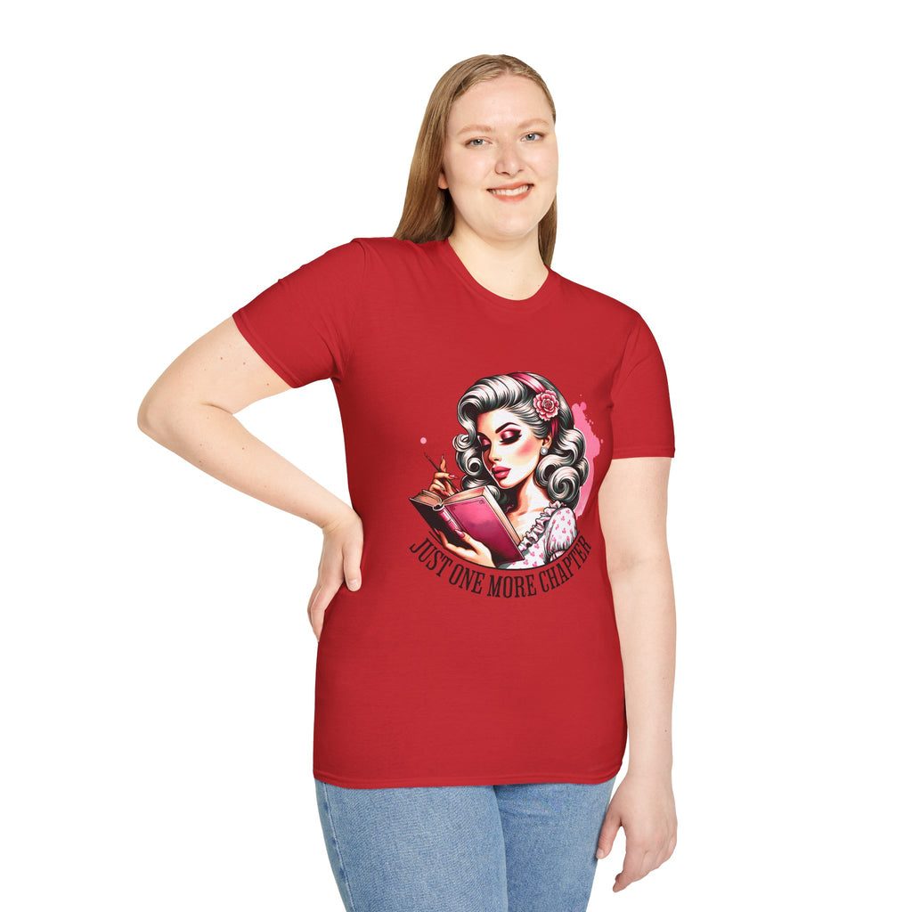 T-Shirt — Retro Pinup Reader "Just One More Chapter" Graphic Tee