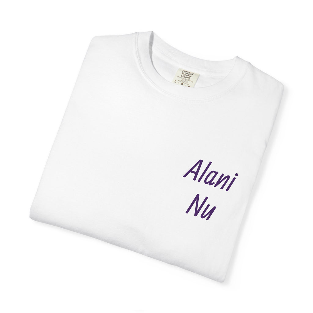 Graphic T-Shirt — 'Alani Nu' Collage Back Print, Retro Floral & Lip Art Tee