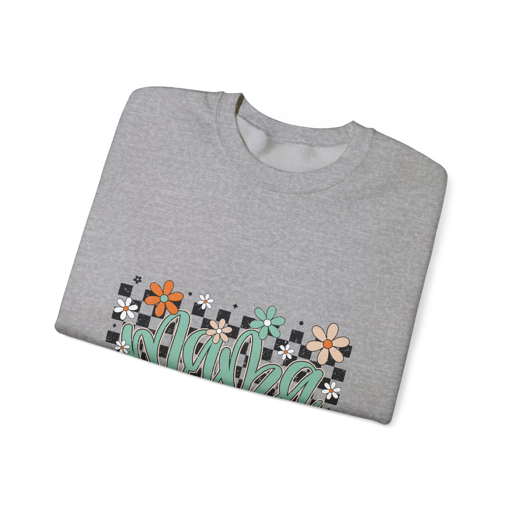 Checkered Floral 'Mama' Crewneck Sweatshirt