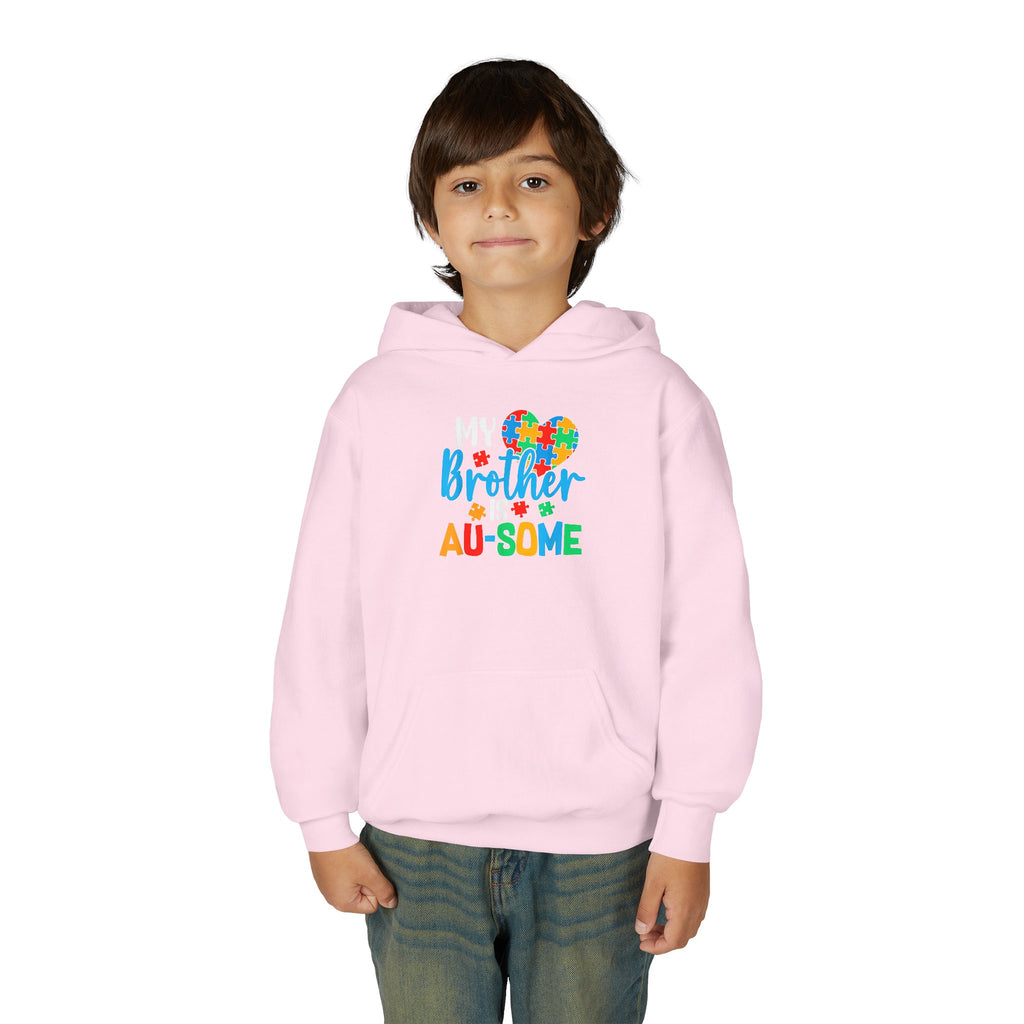 Youth Hoodie - "My Brother is Au-some" Autism Awareness Puzzle Heart Sweatshirt