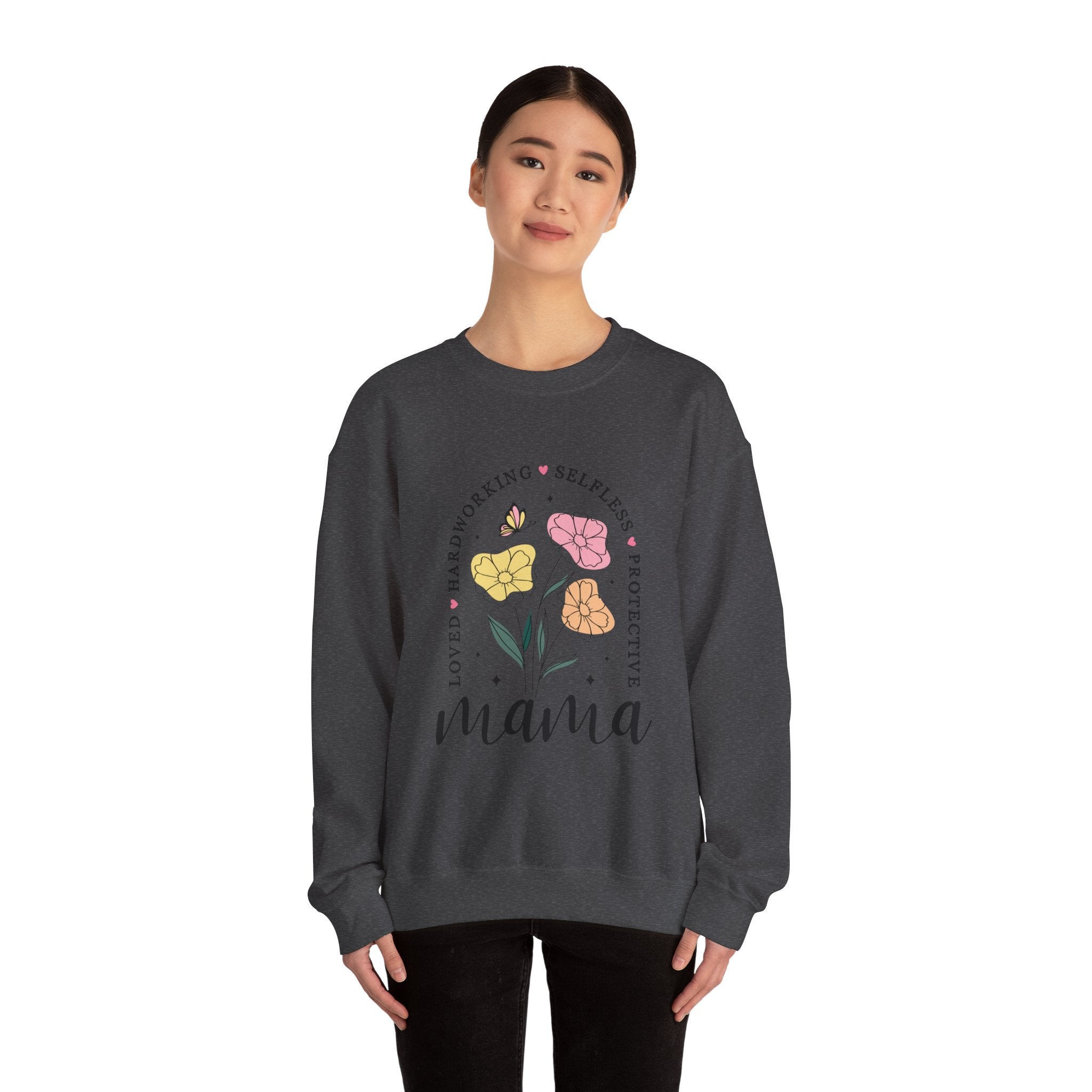 Mama Floral Sweatshirt — "Loved, Hardworking, Selfless, Protective" Mother's Day Crewneck