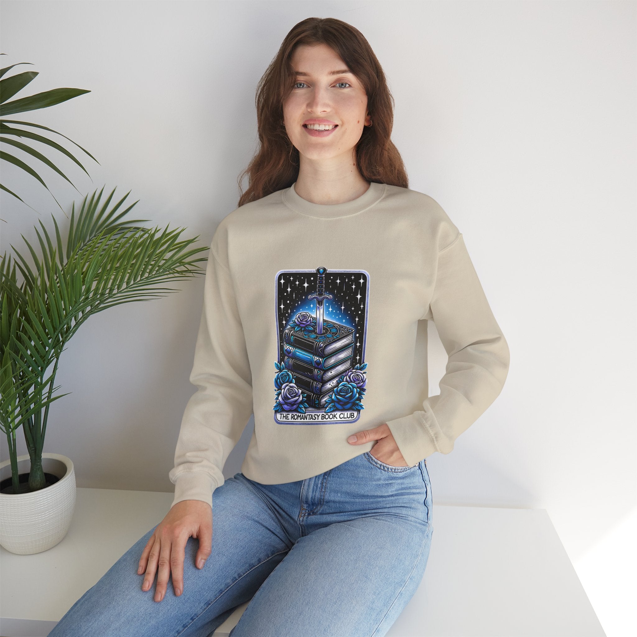 Crewneck Sweatshirt — "The Forlorn Book Club" Gothic Stack of Books Design