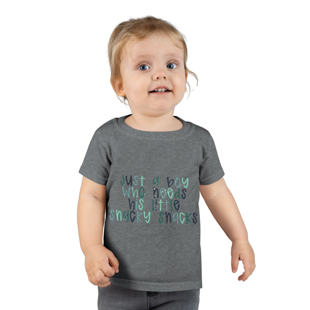 Toddler T-Shirt: "Just a Boy Who Needs His Little Snacky Snacks" Cute Baby Boy Graphic Tee