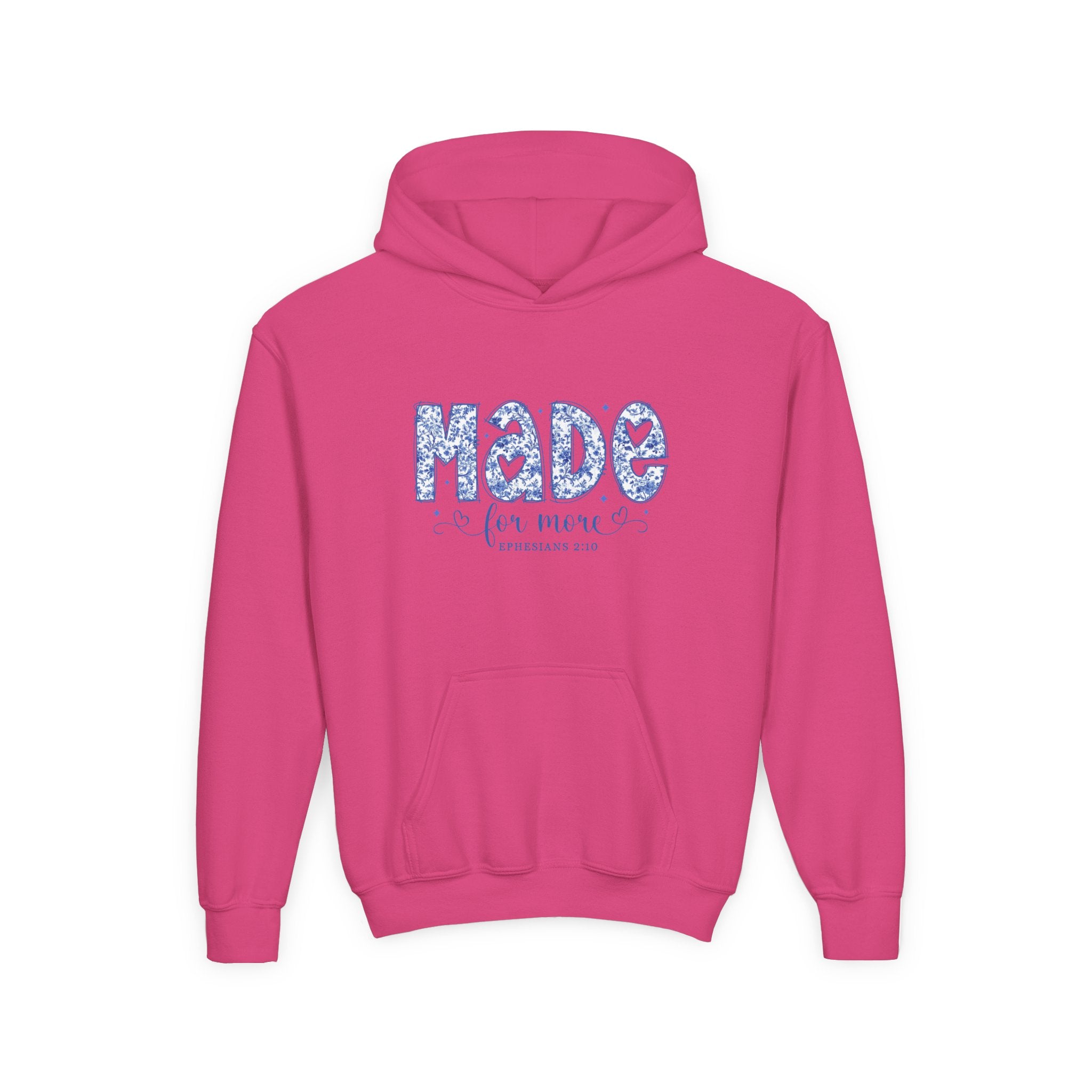 Youth Hoodie - "Made for More" Inspirational Floral Design