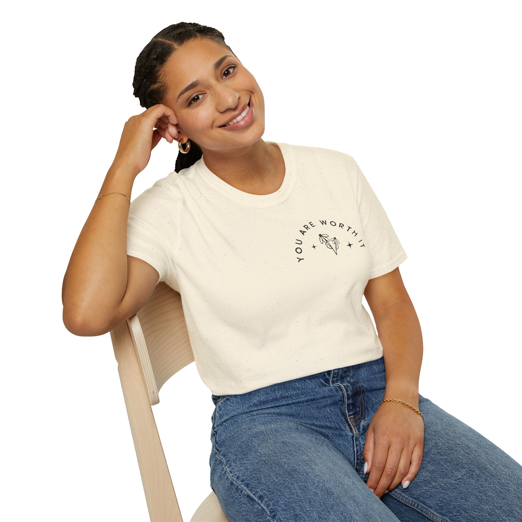 You Are Worth It T-Shirt — Floral Jar Self-Love Tee