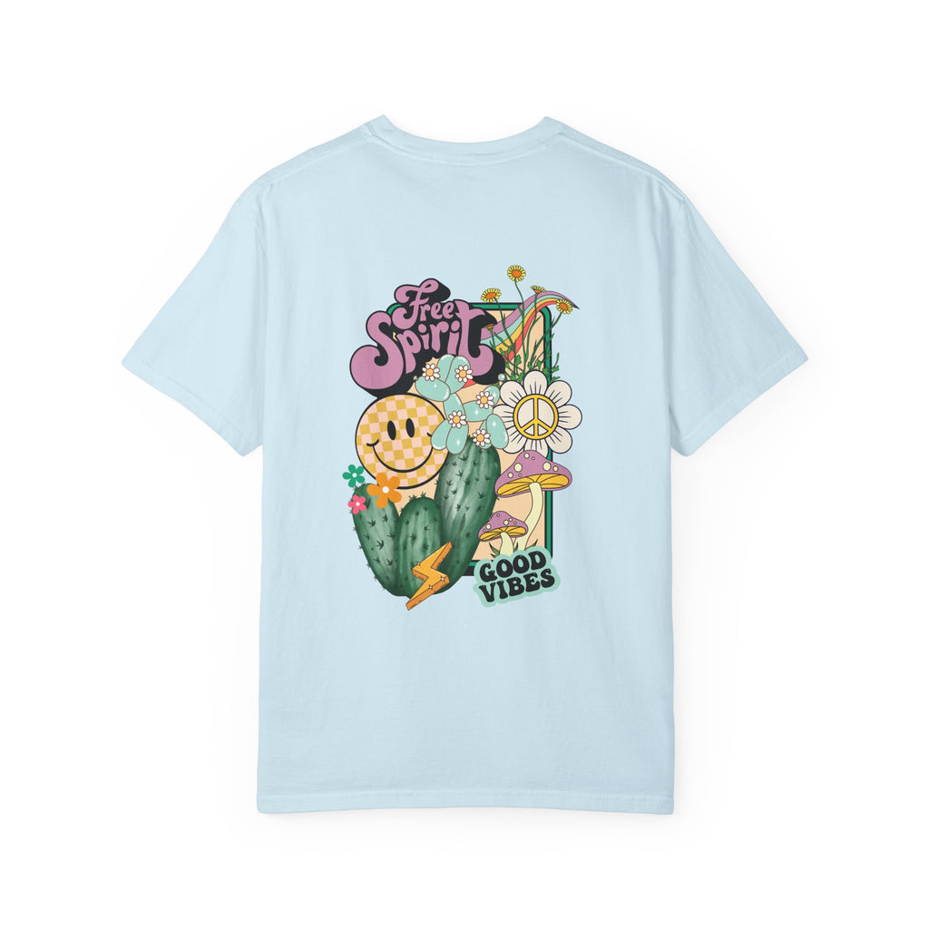 Good Vibes Retro Graphic T-Shirt — Free Spirit Smiley Desert Design