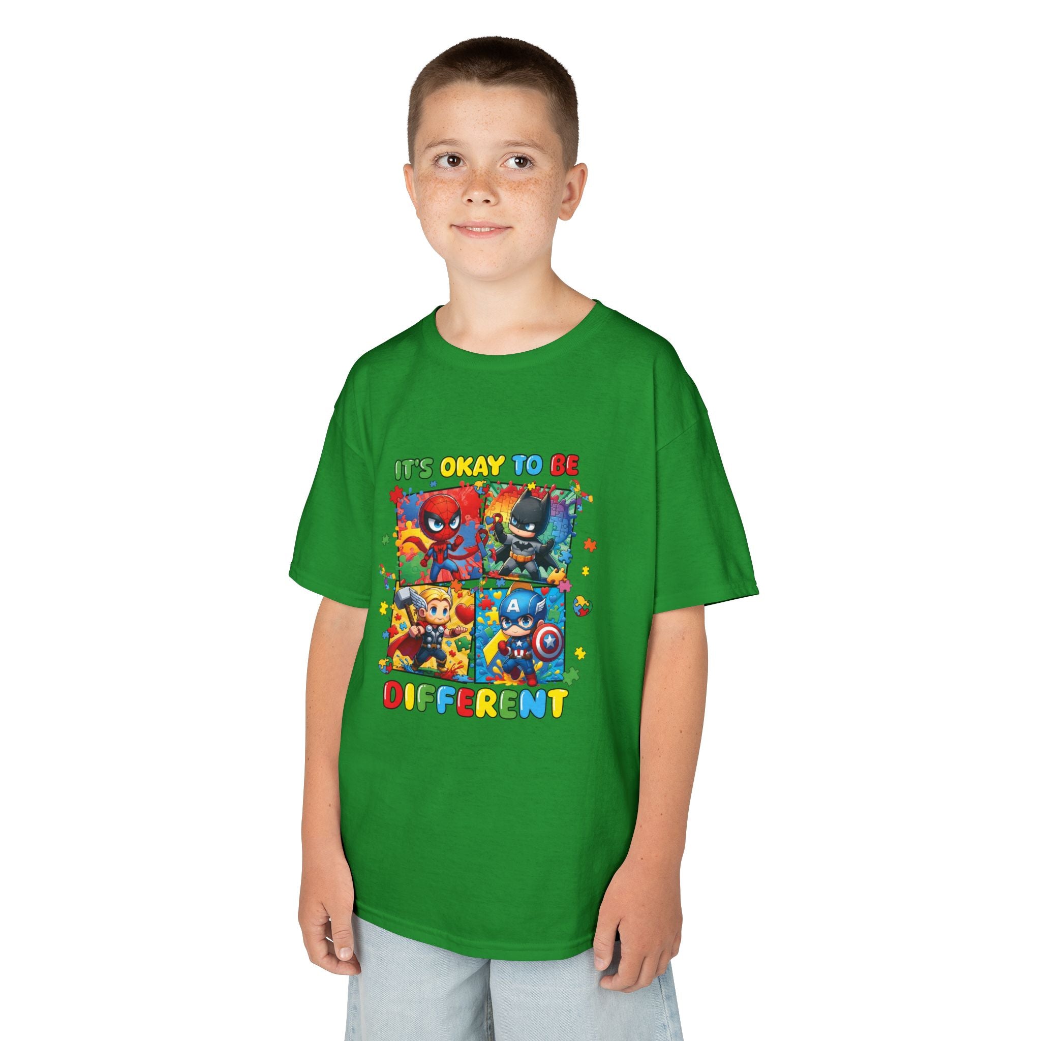 Kids 'It's Okay to Be Different' Graphic Tee — Colorful Inclusive Cartoon Design