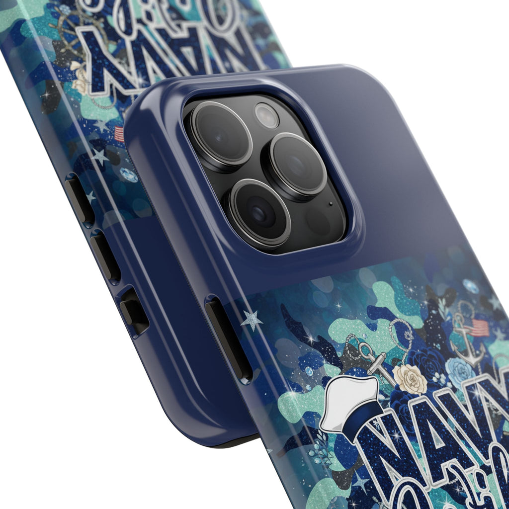 Navy Wife Tough Phone Case — Military Camouflage Protective Phone Cover, Perfect Gift for Navy Spouses