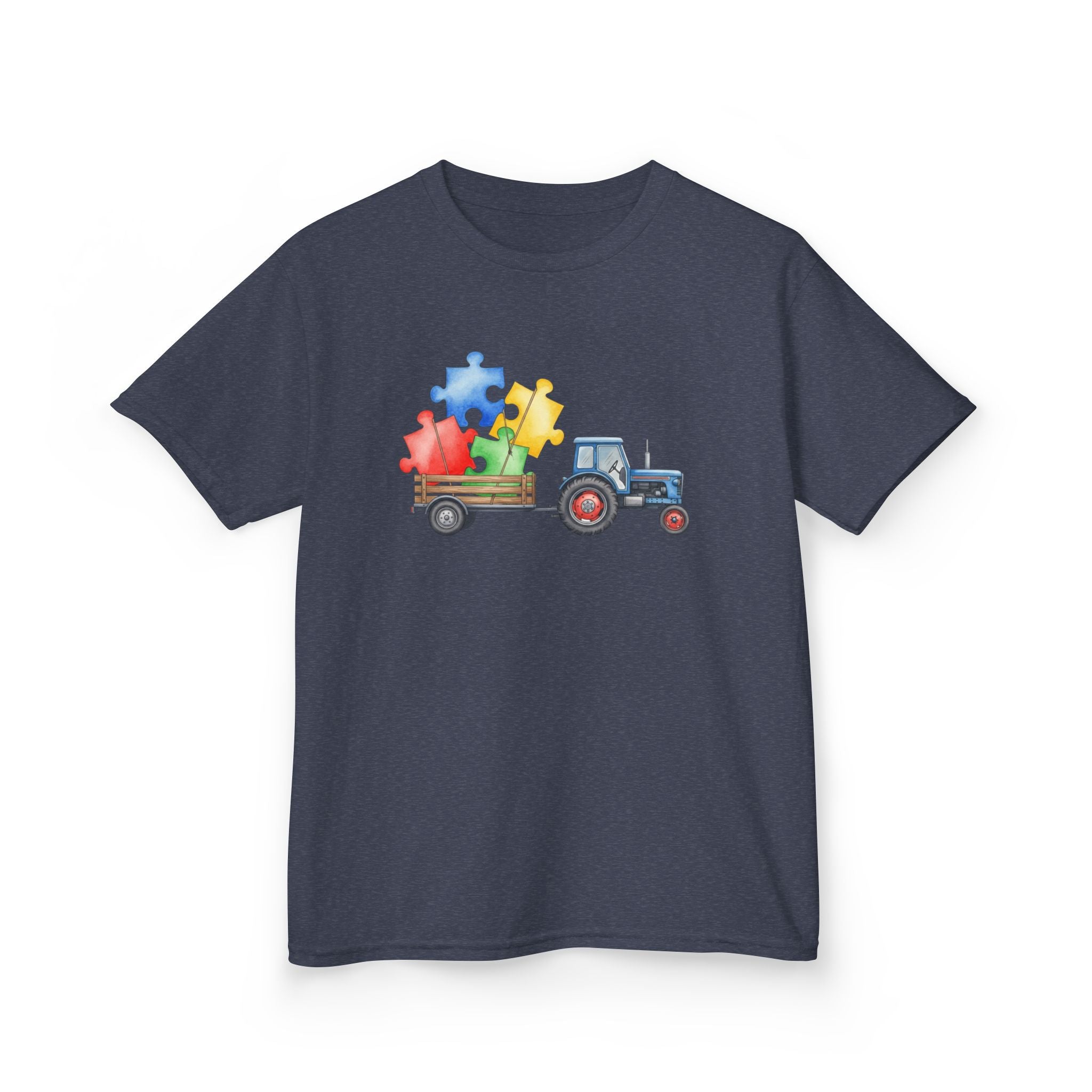 Kids Tractor with Puzzle Pieces T-Shirt — Autism Awareness Farm Tee