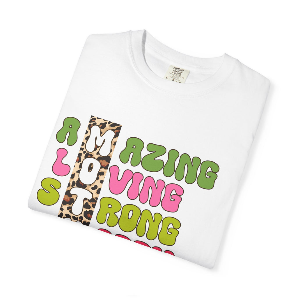 Mother Acrostic Graphic T-Shirt — Retro Bubble Letters & Leopard Accent