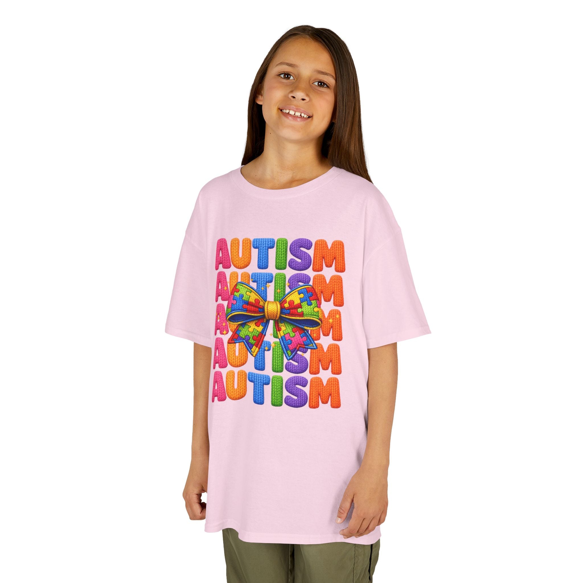 Kids Autism Awareness T-Shirt — Colorful Puzzle Ribbon Design