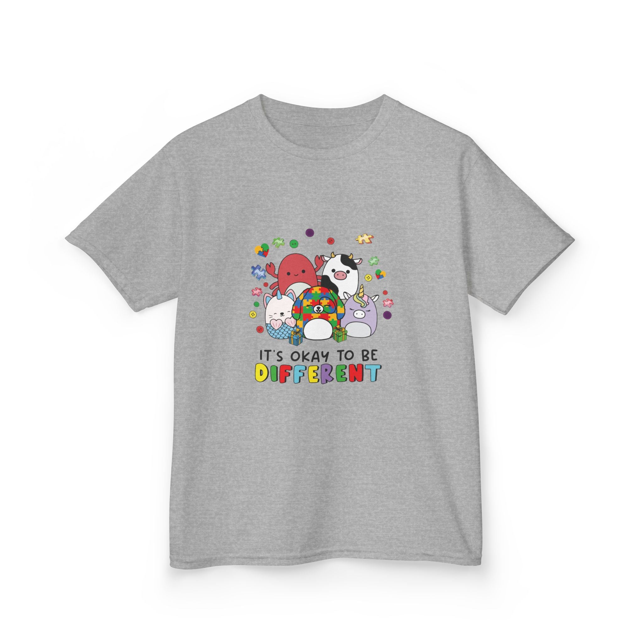 Kids Tee — "It's Okay to Be Different" Colorful Diversity Cartoon Shirt