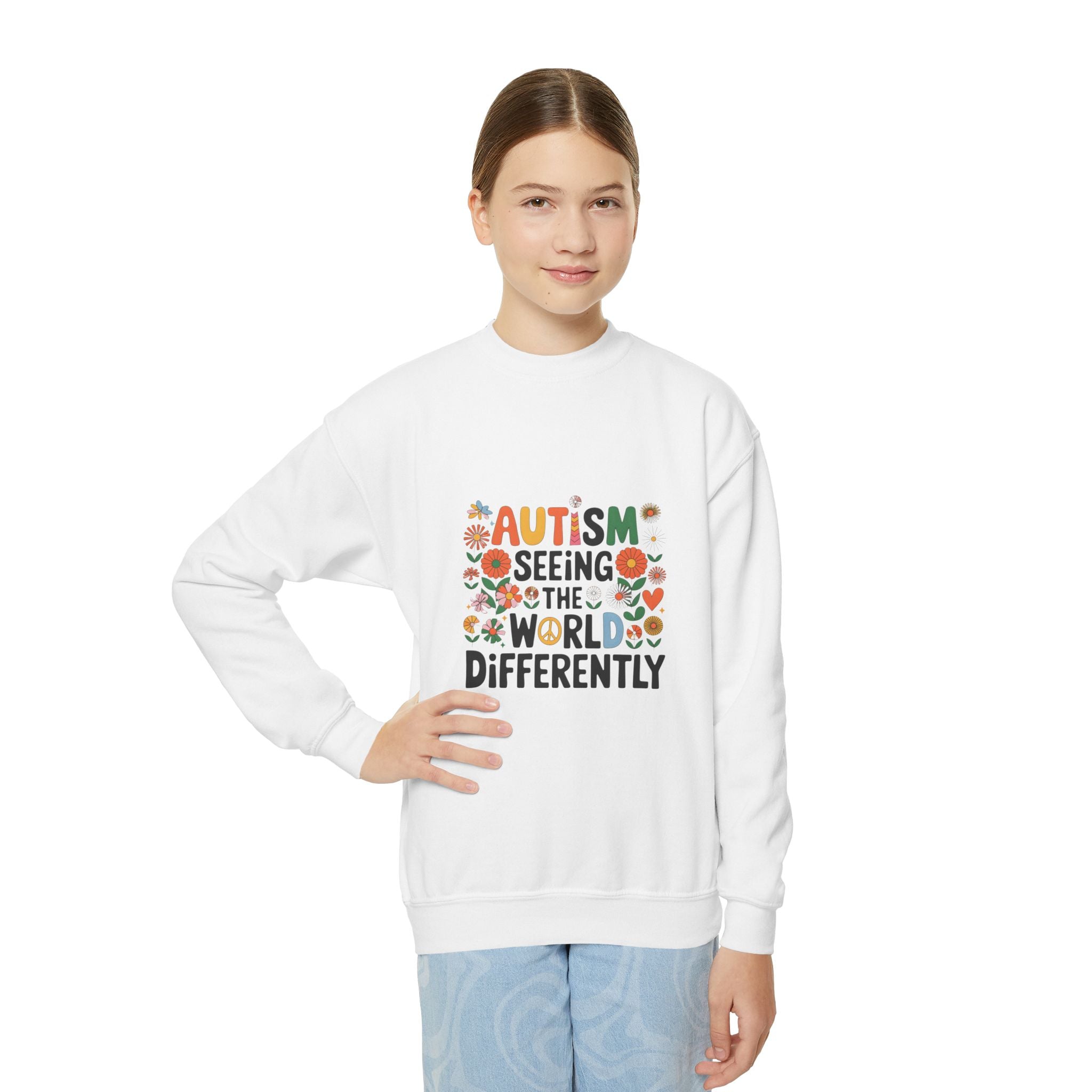 Autism Seeing the World Differently Youth Crewneck Sweatshirt