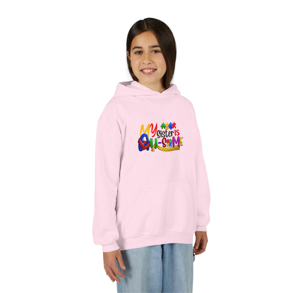 Youth Hoodie — "My Sister is Awesome" Colorful Kids Pullover
