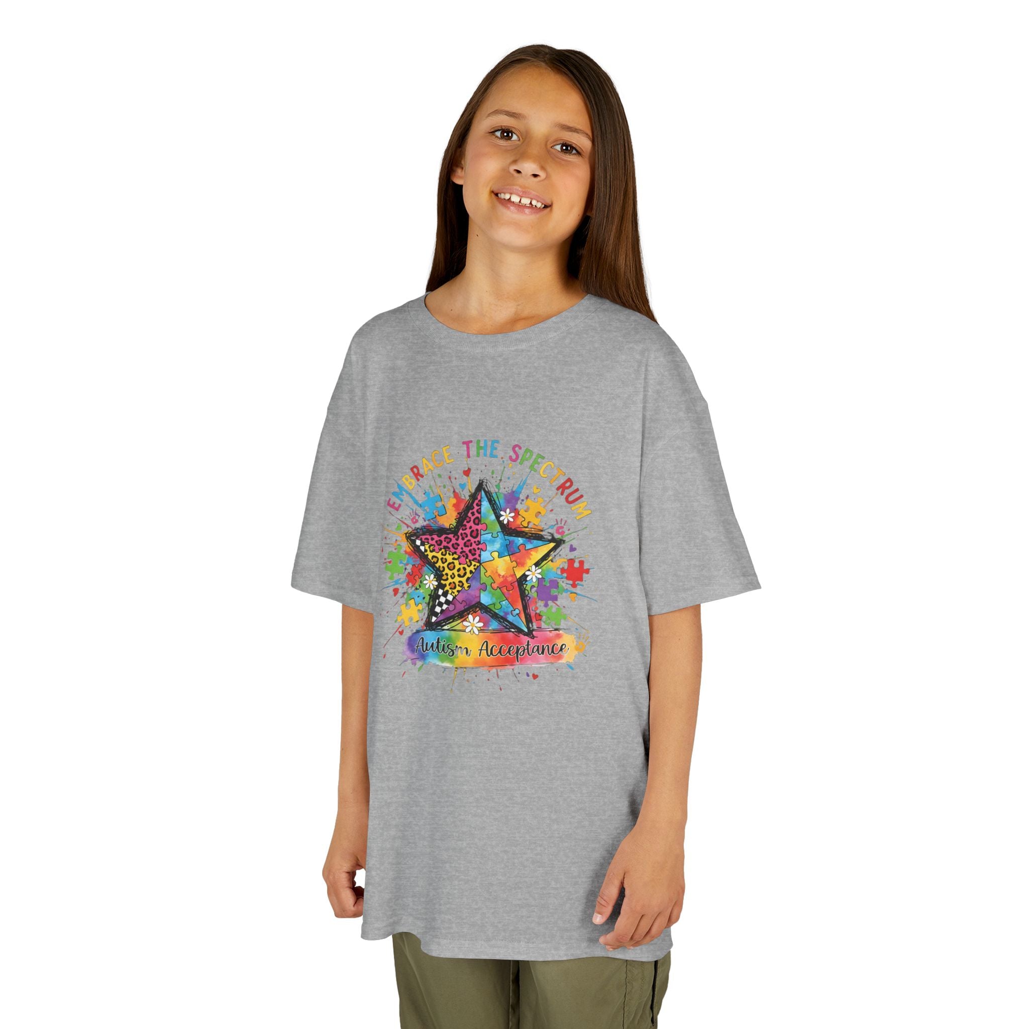 Kids Tee — "Shine Bright: Embrace the Spectrum" Rainbow Star Autism Awareness Shirt