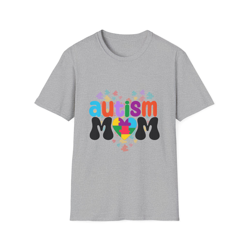 Autism Mom T-Shirt — Colorful Puzzle Heart Support Tee