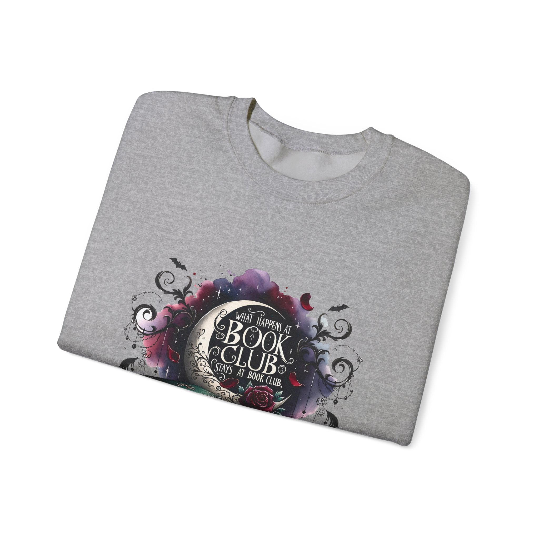 Book Club Crewneck Sweatshirt — Cozy Literary Stack & Tea Design