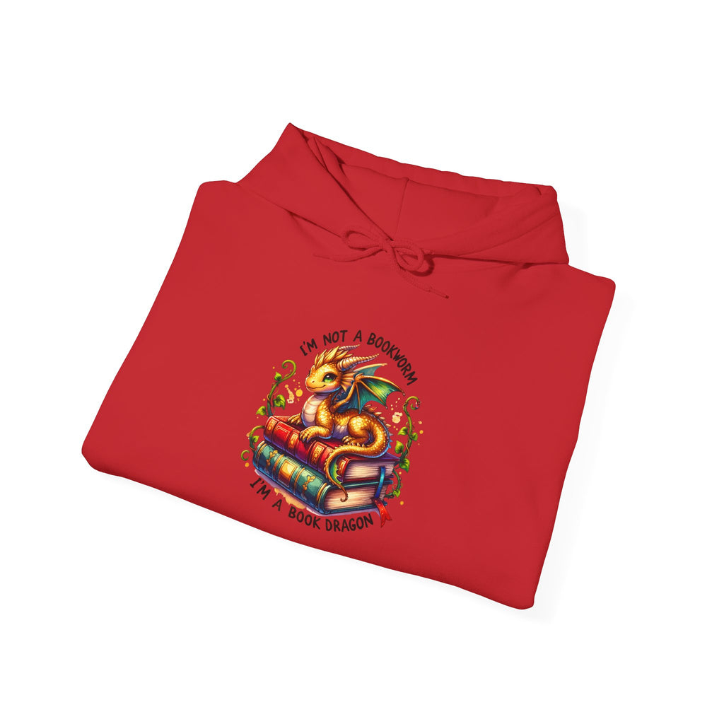 Hoodie — 'I'm Not A Dragon' Cute Snake-on-Book Graphic Pullover