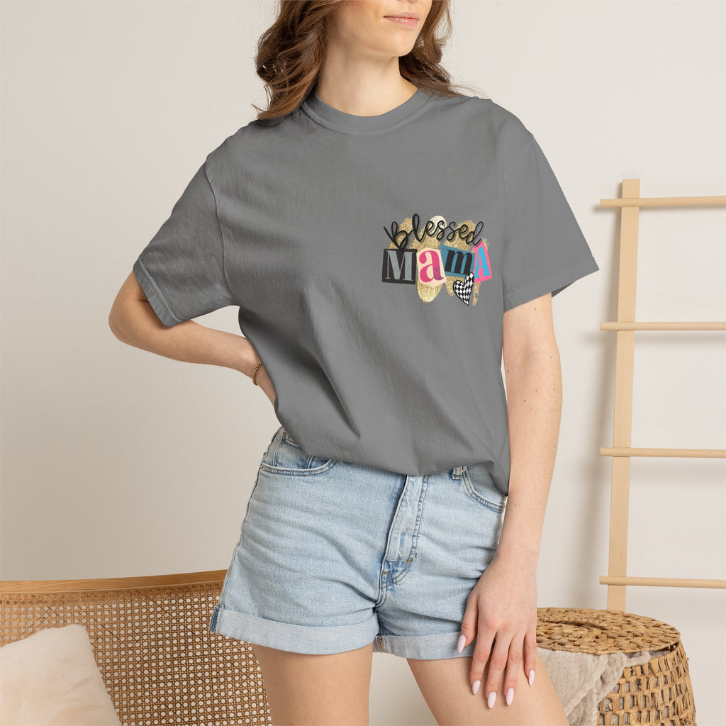 Mama Graphic T-Shirt — "Blessed Mama" Colorful Pop Art Floral Heart Tee