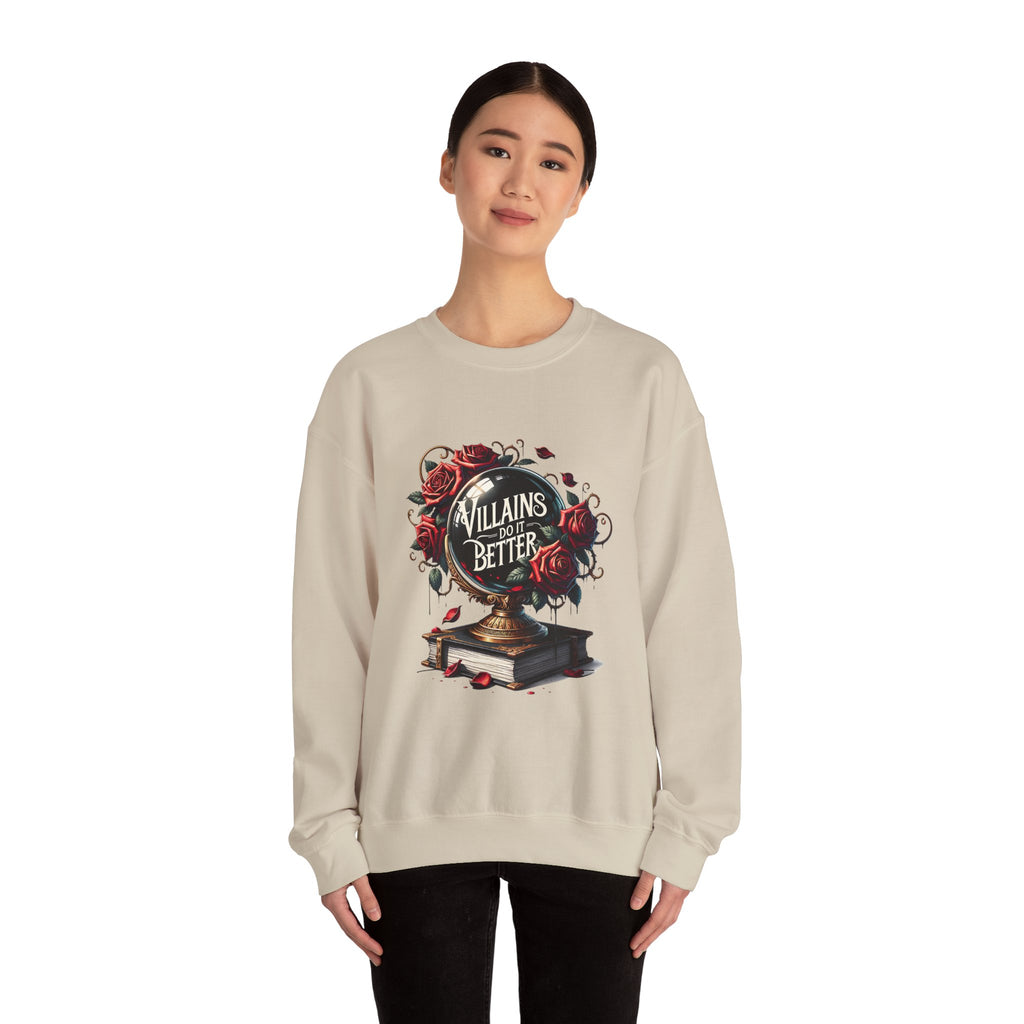 Villains Do It Better Crewneck Sweatshirt — Gothic Rose Book Lover Pullover